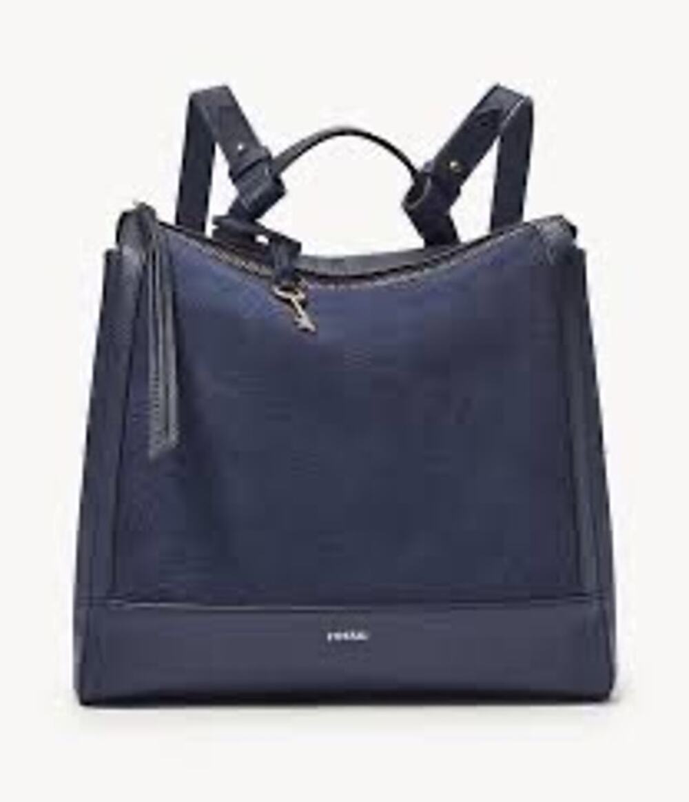 Fossil Elina Blue Suede & Leather Convertible Backpack